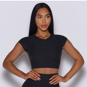 Bombshell Sportswear Heathered Black Women's Crop Top